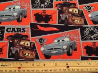   Mater Finn McMissile Airplane Racing Cartoon Race Fabric BTY  