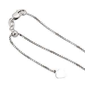  14K White Gold 1.0mm 22 inch Adjustable Box Chain Jewelry