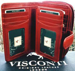 QUALITY LADIES PURSE WALLET soft LEATHER RED + gift box VISCONTI BNWT 