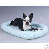 DOG CRATE PAD BOLSTER BED Lite BLUE SHERPA 22x13 +Name  