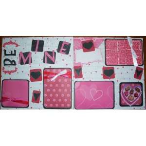  Valentines*be Mine* Scrapbook Pages*premade Embellishments 