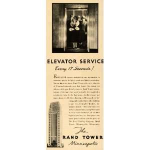  1932 Ad Rand Tower Minneapolis Skyscraper Elevator 
