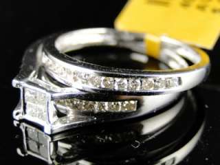   WHITE GOLD PRINCESS CUT ENGAGEMENT BRIDAL WEDDING BAND RING SET 1/2 CT