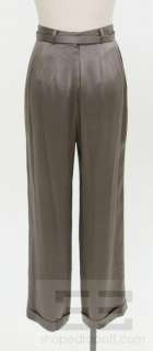 Pamela Dennis 2pc Taupe Silk Jacket & Belted Pants Suit, Size 6  