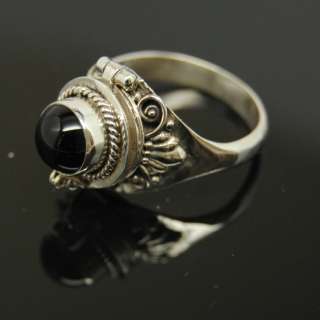   BLACK ONYX CREMATION URN RING size 8 STERLING SILVER CREMATION JEWELRY