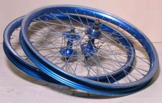 Old School BMX Wheels Araya Aero 20x1.75 Rims K.K. Hubs Blue Used 