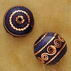 BD168 Nepalese Artisan Handmade Copper Lapis 2 Beads fr