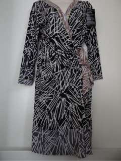 BCBG Max Azria new black printed wrap dress womens L  