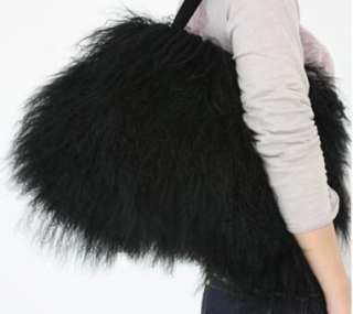 New large real long lamb fur/mongolian fur bag handbag on sale(multi 