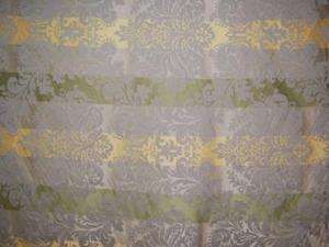   Gold Green Taupe French Damask Stripe Woven Drapery Upholstery Fabric