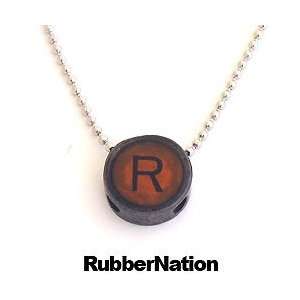  Typewriter Key Antiqued Bead Necklace Letter R Arts 
