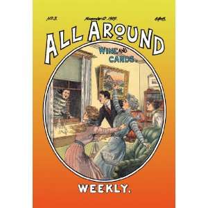  All Around Weekly Wine and Cards 12x18 Giclee on canvas 