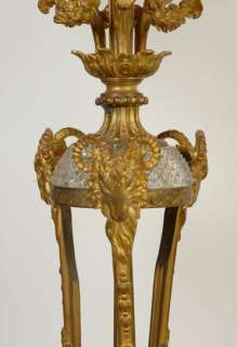 Pair Regency Style Bronze & Crystal Candelabra Lamps  