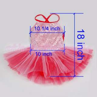 Red Girls Ballet Dance Stage Leotard Sequin Dress 5 6Y  