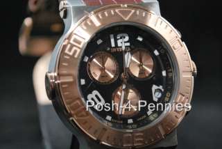   OCEAN REEF CHRONOGRAPH BLACK BROWN ROSE GOLD LEATHER WATCH 1852  
