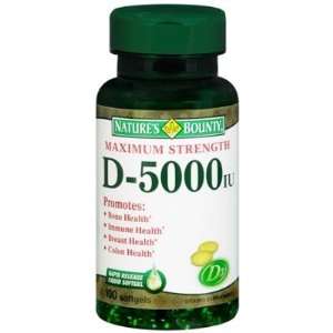  Natures Bounty  Vitamin D 5000 IU, 100 softgels Health 