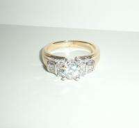 14K Gold Past Present Future Diamond Engagement Ring  