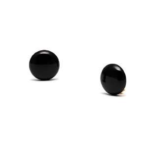  Black Onyx Button Clip On Earrings Jewelry