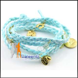 Multicolor Knit Shell Heart Fashion Silver Hemp Rope Bracelet HOT Free 