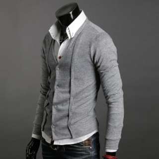 Mens Slim Double plait line Cardigan coats Jackets Y07  