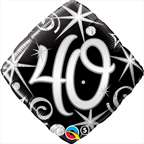 balloons 40th BIRTHDAY classy HTF black/silver PARTY  