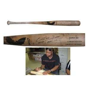    Carlos Santana Autographed Game Used Bat