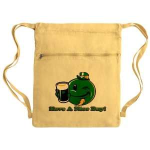 Messenger Bag Sack Pack Yellow Irish Have a Nice Day Smiley Face Beer 