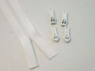 12 ft 4.5 Nylon Zipper Chain w/ 4 Slides White  