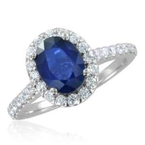 Natural Sapphire Diamond Engagement Ring in Platinum Halo Ring (G, SI1 