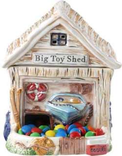 measuring 6 1 2 tall this whimsical big boy s toy shed has a removable 