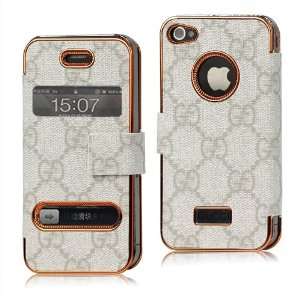  G Wallet Leather Flip Case for Iphone 4 4s   White Cell 