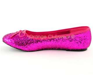   Womens Cute Pink Glitter Flats Costume Shoes 885487428390  