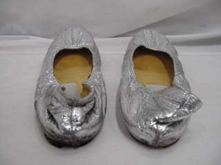 Lanvin Silver Metallic Foil Leather Ballet Flats 37  