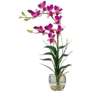 Purple Dendrobium w/Glass Vase Silk Flower Arrangement  