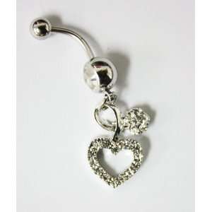  Cubic Zirconia Twisted Heart Belly Ring   Navel Ring 