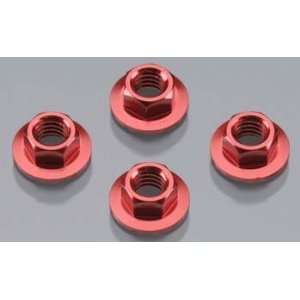  Serrated Flange Nut M4, Red (4) Cup Racer Toys & Games