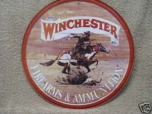 WINCHESTER Round Tin Metal Sign Hunting decor  