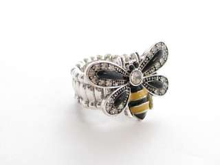 Bumble Bee Bug Insect Crystal Stretch Ring Jewelry  