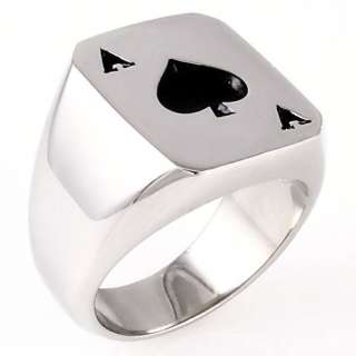   Biker Ace of Spades 316L Stainless Steel Poker Luck Ring size 8  