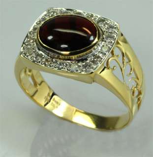 64ctw Garnet & Diamond Solid 10KY Gold Mens Ring Size 10.25  