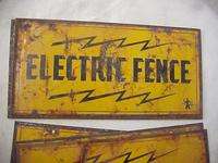 Old Vintage Metal ELECTRIC FENCE Sign 4 x 8 with 2 Small Holes 