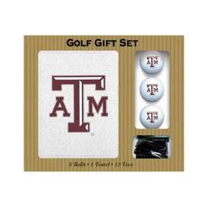 Texas A&M Aggies Screen Printed Towel, 3 balls and 12 tees gift set 