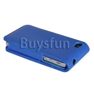 BLUE FLIP VERTICAL LEATHER CASE COVER FOR IPHONE 4 4G 4S  