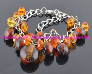 wholesale 8ps colored silver foil glass beads bracelets  