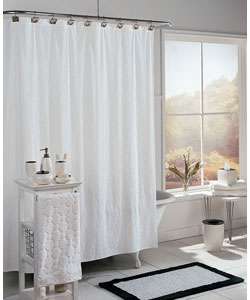 Disc Cotton Terry Shower Curtain with Hook Set  