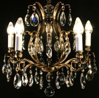 a10 SPARKLING Antique French style Brass Crystal Birdcage Chandelier 