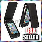 Black Flip Leather Pouch Case Cover for iPhone 4 4S 4G 4th GEN