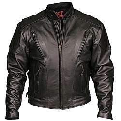 Leather Mens Medium Weight Vented Motorcycle Jacket  