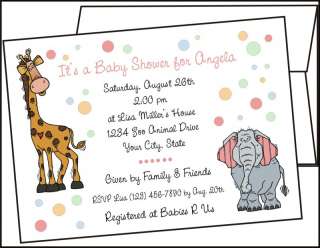 Personalized ZOO ANIMALS BABY SHOWER INVITATIONS  