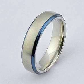 Silver and Blue Genuine Stainless Steel Mens Ring Wedding Band  